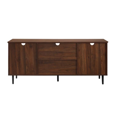 Modern Wood And Glass Door Console TV Stand For TVs Up To 65" - Saracina Home - Image 3
