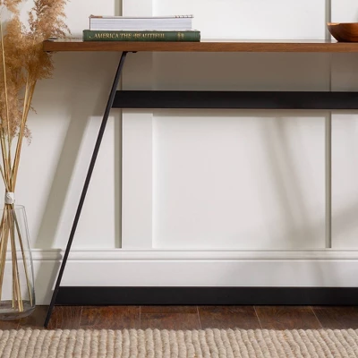 Urban Industrial Entry Table With Wood And Metal Dark Walnut - Saracina Home - Image 8