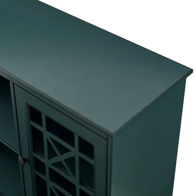 Bayland Transitional Double Fretwork Door Sideboard Antique Dark Teal - Saracina Home - Image 5