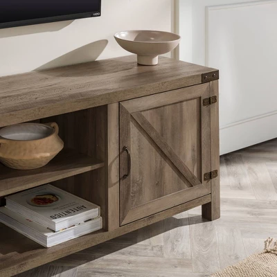 Modern Industrial Barn Door TV Stand For TVs Up To 80" - Saracina Home - Image 11