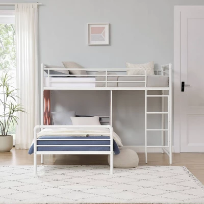 Twin Modern Cut-Out L-Shaped Metal Bunk Bed - Saracina Home - Image 2