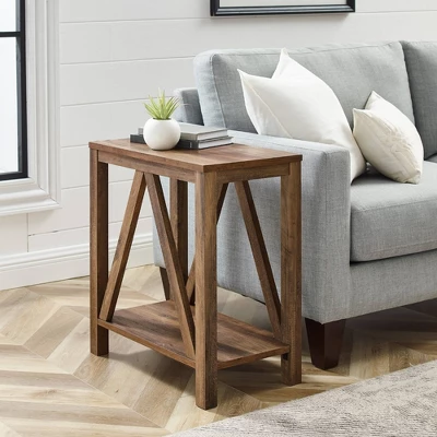 Taylen A Frame Farmhouse Open Storage Side Table - Saracina Home