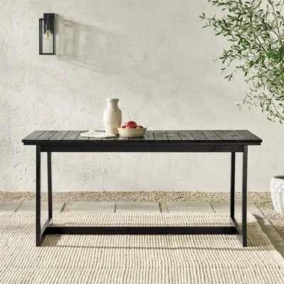Saracina Home 66" Modern Acacia Slatted Rectangle Outdoor Dining Table - Image 2