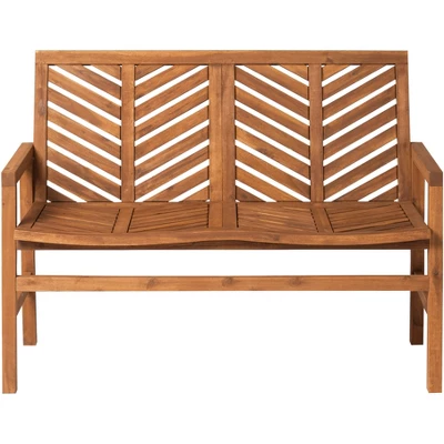 Slatted Chevron Acacia Wood Patio Loveseat – Saracina Home - Image 2