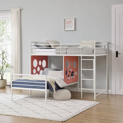 Twin Modern Cut-Out L-Shaped Metal Bunk Bed - Saracina Home