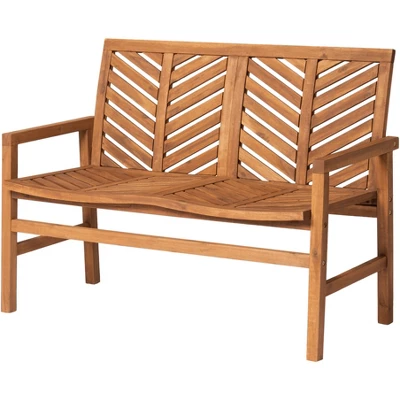 Slatted Chevron Acacia Wood Patio Loveseat – Saracina Home - Image 5