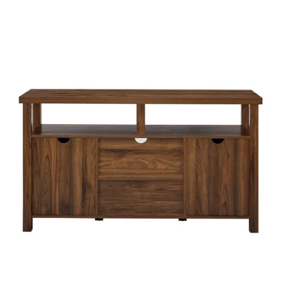 Modern Farmhouse Highboy Double Grooved Door TV Stand For TVs Up To 65" - Saracina Home - Image 4