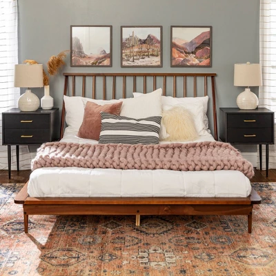 Boho Solid Wood Spindle Platform Bed - Saracina Home - Image 11