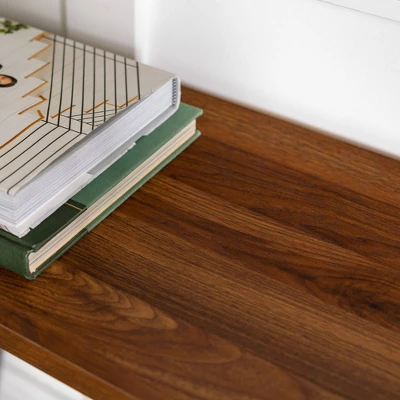 Urban Industrial Entry Table With Wood And Metal Dark Walnut - Saracina Home - Image 5