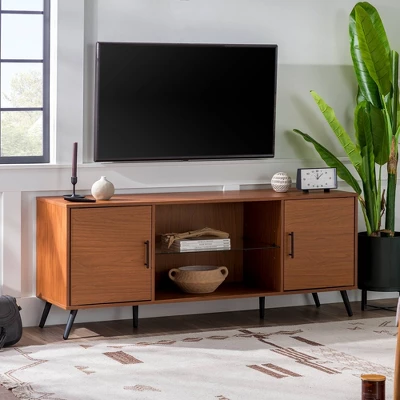 2 Door Mid-Century Modern Wood Storage TV Stand For TVs Up To 65" - Saracina Home - Image 9