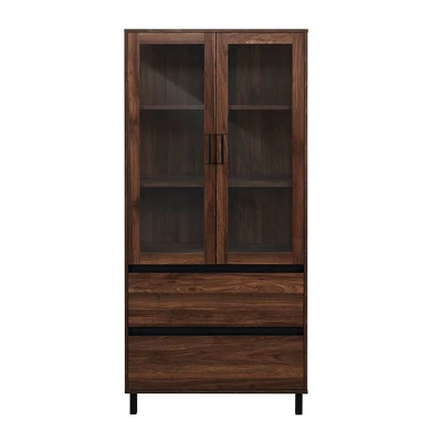 68" Glass Door Storage Hutch With Drawers - Saracina Home - Image 5