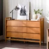 Mid-Century Modern Solid Wood Paneled 6 Drawer Dresser - Saracina Home