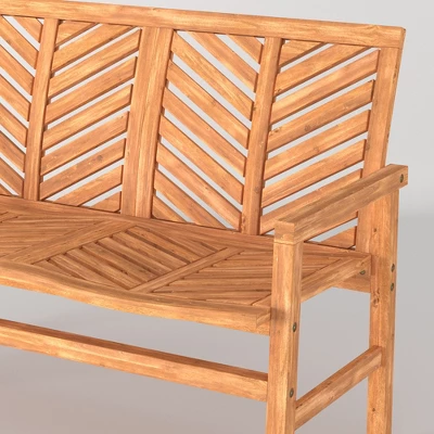 Slatted Chevron Acacia Wood Patio Loveseat – Saracina Home - Image 12