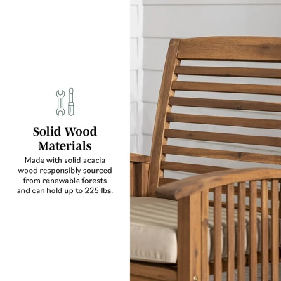 2pk Acacia Wood Patio Chairs With Cushions - Saracina Home - Image 7