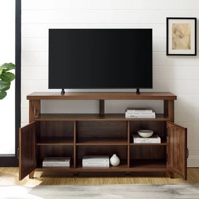 Modern Farmhouse Highboy Double Grooved Door TV Stand For TVs Up To 65" - Saracina Home - Image 5
