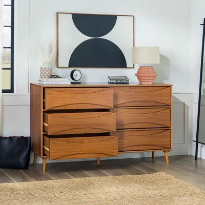 Mid-Century Modern Contoured 6 Drawer Dresser - Saracina Home - Image 7