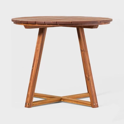 Saracina Home 36" Modern Acacia Slatted Round Outdoor Dining Table - Image 5