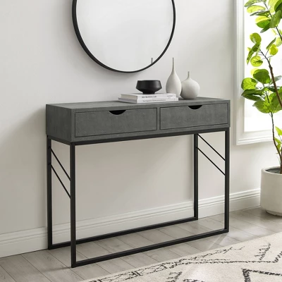 Faux Shagreen Modern 2 Drawer Entry Table - Saracina Home - Image 7