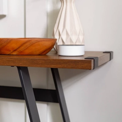 Urban Industrial Entry Table With Wood And Metal Dark Walnut - Saracina Home - Image 6