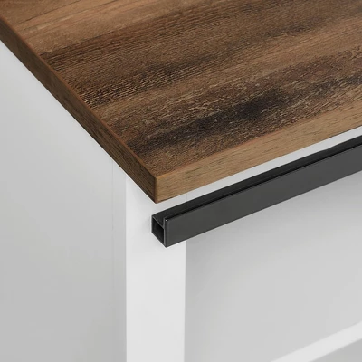 48" Transitional Sliding Barn Door Wood Bench White/Rustic Oak - Saracina Home - Image 5