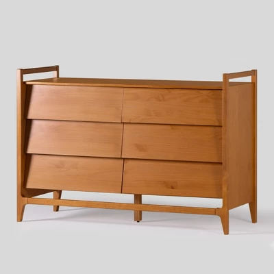 Mid-Century Modern Solid Wood Paneled 6 Drawer Dresser - Saracina Home - Image 8