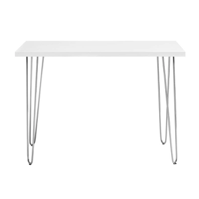 Gibby Modern Glam Hairpin Leg Writing Desk Faux White Marble - Saracina Home - Image 6