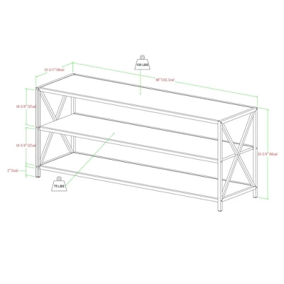 Modern Industrial X Frame Metal And Wood Media Bookshelf - Saracina Home - Image 6