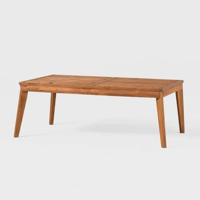 Saracina Home Acacia Mid-Century Modern Rectangle Slatted Patio Coffee Table - Image 3