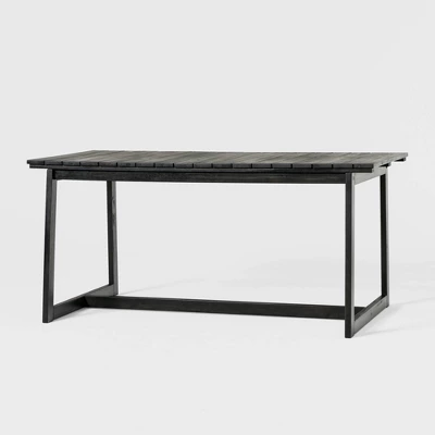 Saracina Home 66" Modern Acacia Slatted Rectangle Outdoor Dining Table - Image 3