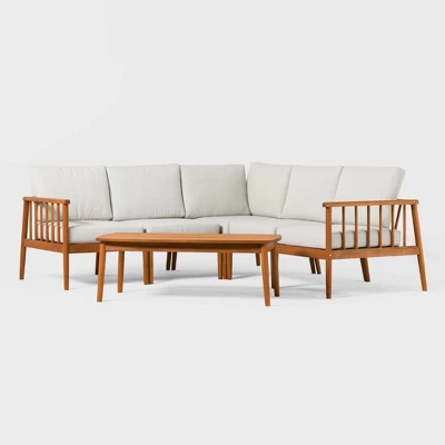 Saracina Home 6pc Modern Boho Outdoor Eucalyptus Spindle Sectional - Image 3