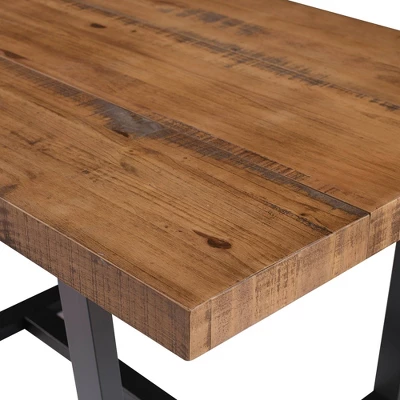 52" Modern Farmhouse Solid Wood Distressed Plank Top Dining Table - Saracina Home - Image 5