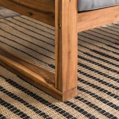 Galia Square Leg Acacia Wood Patio Loveseat With Cushions - Brown - Saracina Home - Image 11