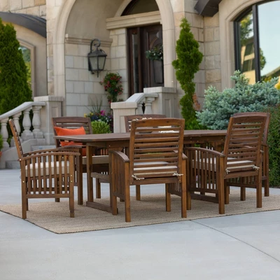 7pc Acacia Wood Patio Dining Set With Cushions - Saracina Home - Image 5
