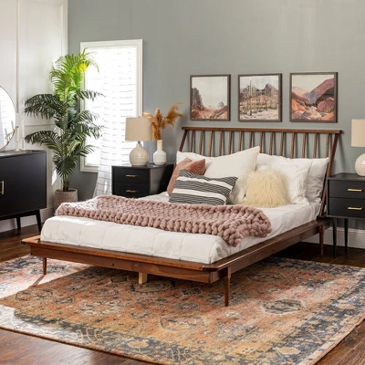 Boho Solid Wood Spindle Platform Bed - Saracina Home - Image 12