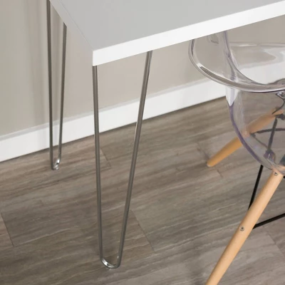 Gibby Modern Glam Hairpin Leg Writing Desk Faux White Marble - Saracina Home - Image 4