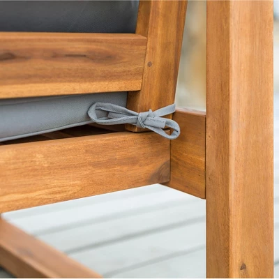 Galia Square Leg Acacia Wood Patio Loveseat With Cushions - Brown - Saracina Home - Image 9