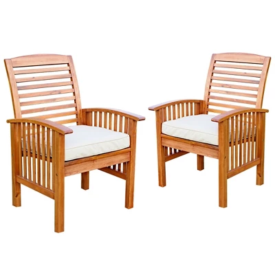 2pk Acacia Wood Patio Chairs With Cushions - Saracina Home - Image 9