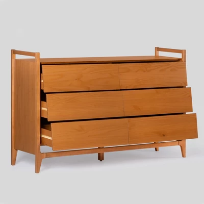 Mid-Century Modern Solid Wood Paneled 6 Drawer Dresser - Saracina Home - Image 9
