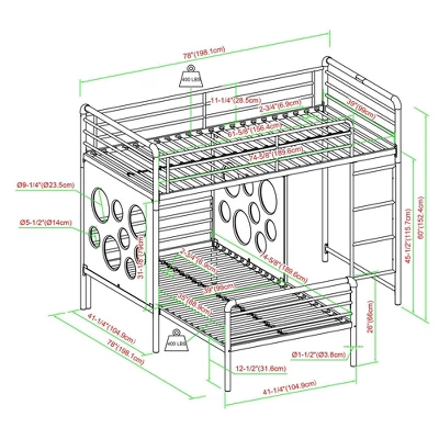 Twin Modern Cut-Out L-Shaped Metal Bunk Bed - Saracina Home - Image 5