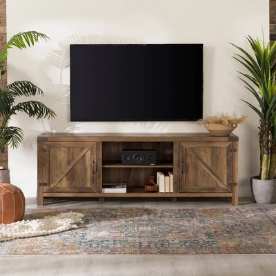 Modern Industrial Barn Door TV Stand For TVs Up To 80" - Saracina Home - Image 7