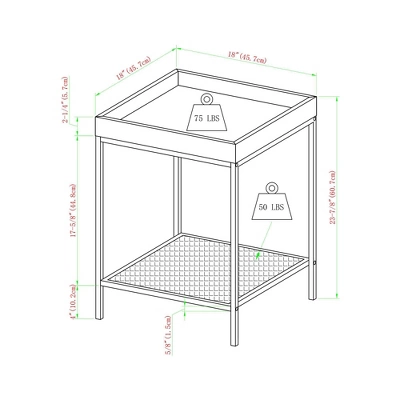 Rosalyn Urban Industrial Glam Square Tray Side Table With Metal Mesh Shelf Gray Wash - Saracina Home - Image 5
