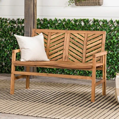 Slatted Chevron Acacia Wood Patio Loveseat – Saracina Home
