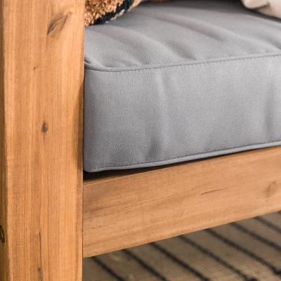 Galia Square Leg Acacia Wood Patio Loveseat With Cushions - Brown - Saracina Home - Image 10