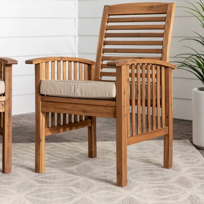 2pk Acacia Wood Patio Chairs With Cushions - Saracina Home - Image 6