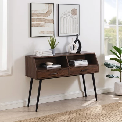Modern 2 Drawer Angled Console Table - Saracina Home - Image 5