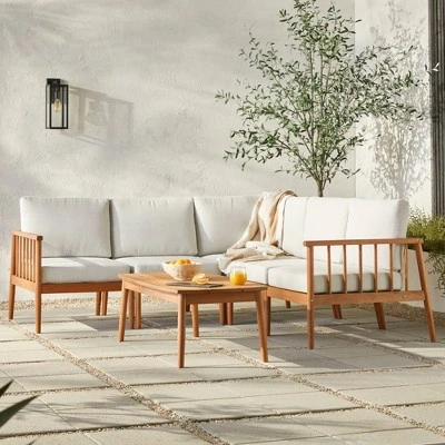 Saracina Home 6pc Modern Boho Outdoor Eucalyptus Spindle Sectional