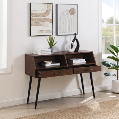 Modern 2 Drawer Angled Console Table - Saracina Home - Image 9