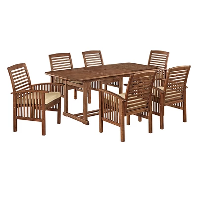 7pc Acacia Wood Patio Dining Set With Cushions - Saracina Home - Image 7