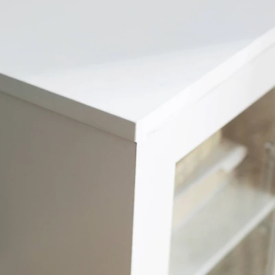 Pierceton Modern Double Glass Door With Metal Legs TV Stand For TVs Up To 58" White - Saracina Home - Image 4