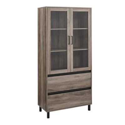68" Glass Door Storage Hutch With Drawers - Saracina Home - Image 6